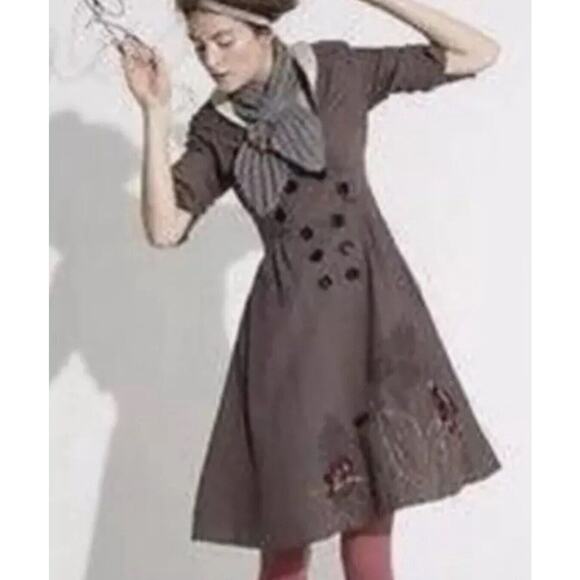 Anthropologie Long Look Coat Dress by Floreat Sz 6 Large Very Rare! As Shown - Picture 2 of 16